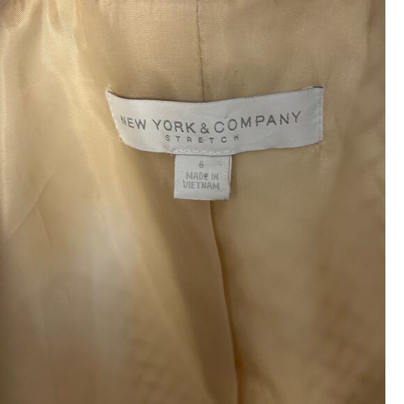 New York & Company Women's Size 6 Stretch White and Beige Printed Blazer #0410 - Picture 9 of 13